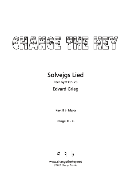 Solvejgs Lied Bb Major Sheet Music