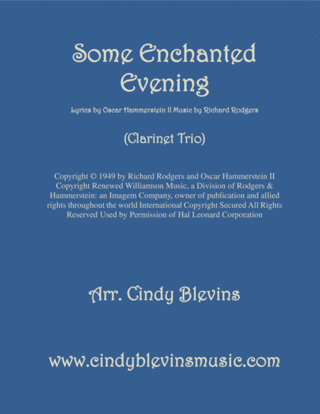 Some Enchanted Evening Arranged For Clarinet Trio Sheet Music