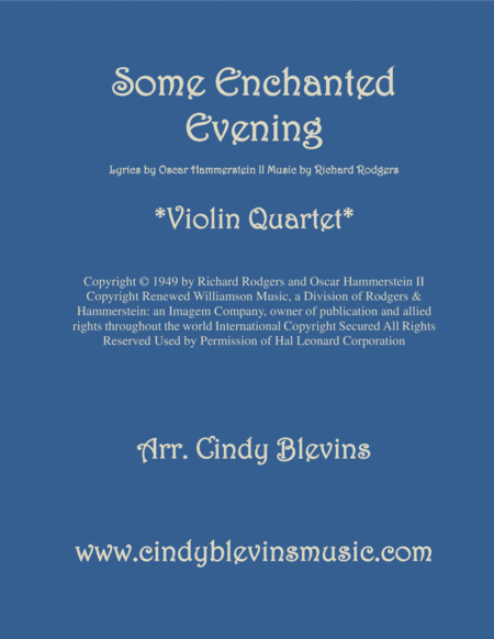 Some Enchanted Evening For Violin Quartet Sheet Music