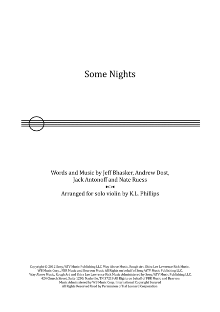 Free Sheet Music Some Nights Solo Violin
