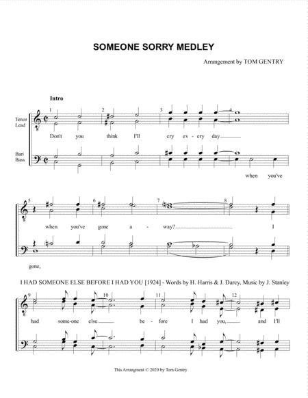 Free Sheet Music Someone Sorry Medley Ttbb