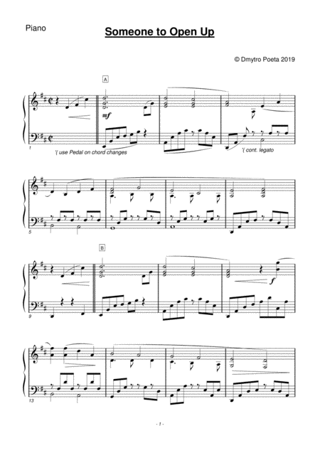 Free Sheet Music Someone To Open Up