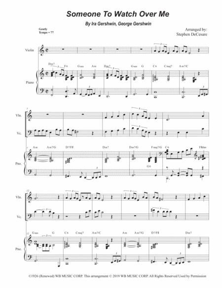 Free Sheet Music Someone To Watch Over Me Duet For Violin And Cello