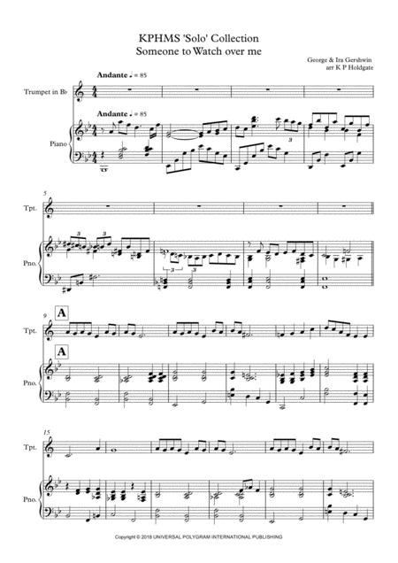 Free Sheet Music Someone To Watch Over Me Solo For Trumpet Piano In Bb Major