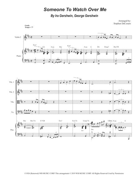 Free Sheet Music Someone To Watch Over Me String Quartet And Piano