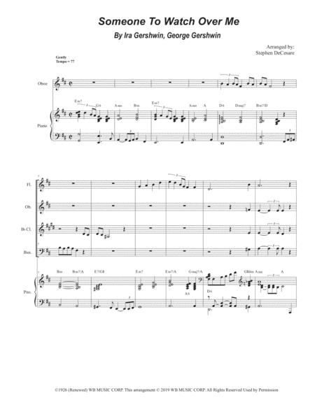 Someone To Watch Over Me Woodwind Quartet And Piano Sheet Music