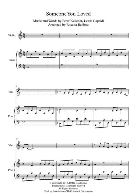 Someone You Loved C Major By Lewis Capaldi Violin Or Flute Piano Sheet Music