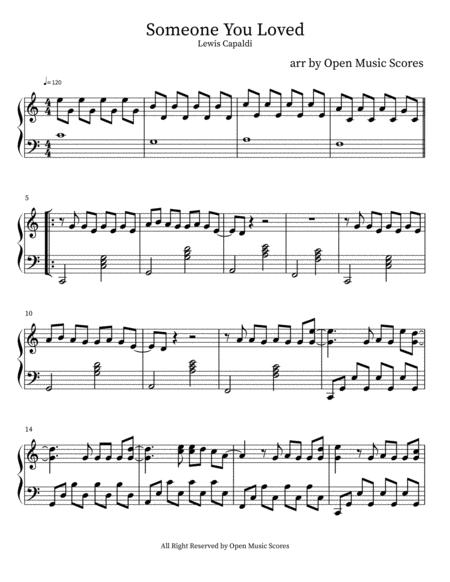 Someone You Loved Easy Piano C Major Sheet Music