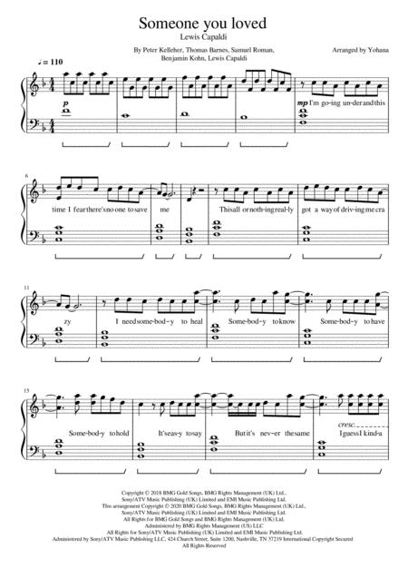 Free Sheet Music Someone You Loved Piano Solo With Lyric Good Playable Arrangement For Intermediate Level Royal Grade 2 3