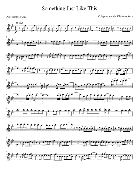 Free Sheet Music Something Just Like This Alto Saxaphone Solo