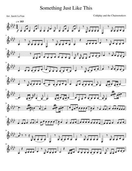 Something Just Like This F Horn Solo Sheet Music