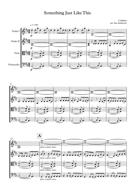 Something Just Like This String Quartet Sheet Music