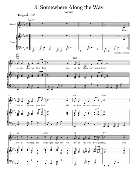 Somewhere Along The Way Samuel The Prophet From The Kings Act 1 Song 7 Sheet Music