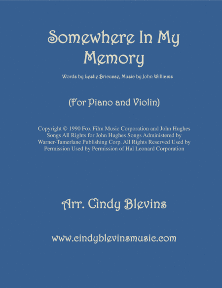 Free Sheet Music Somewhere In My Memory Arranged For Piano And Violin