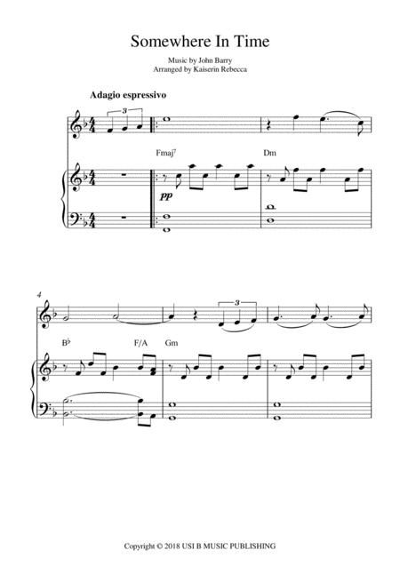 Free Sheet Music Somewhere In Time Oboe Solo And Piano Accompaniment
