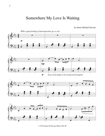 Somewhere My Love Is Waiting Sheet Music