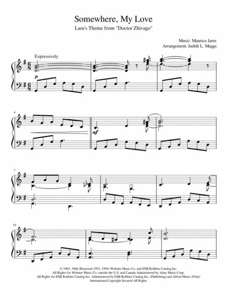 Somewhere My Love Lara Theme From Dr Zhivago Sheet Music