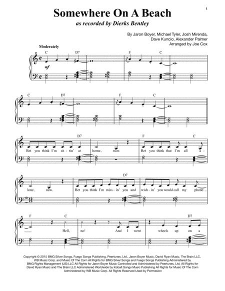 Free Sheet Music Somewhere On A Beach Comping Version