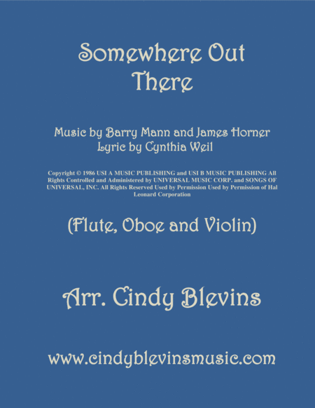 Somewhere Out There Arranged For Flute Oboe And Violin Sheet Music