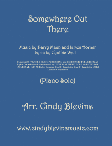 Somewhere Out There Arranged For Piano Solo Sheet Music