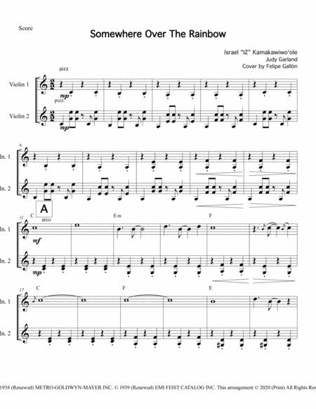 Somewhere Over The Rainbow 2 Violins Sheet Music