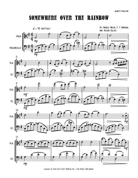 Somewhere Over The Rainbow From The Wizard Of Oz Viola Cello Duet Sheet Music