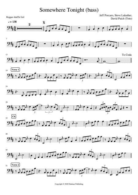 Somewhere Tonight By Toto Bass Part Sheet Music