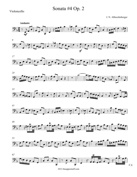 Sonata 4 Op 2 For String Quartet Sheet Music