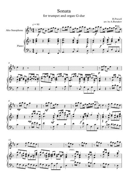 Sonata D Dur For Trumpet Arr For Alto Sax Sheet Music