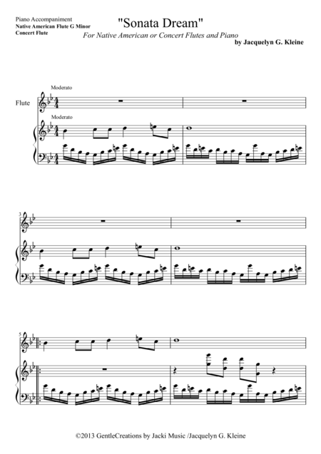 Sonata Dream For Native American Flute Or Concert Flute And Piano Piano Accompaniment G Minor Sheet Music