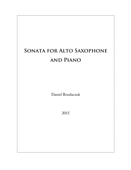 Sonata For Alto Saxophone And Piano Sheet Music