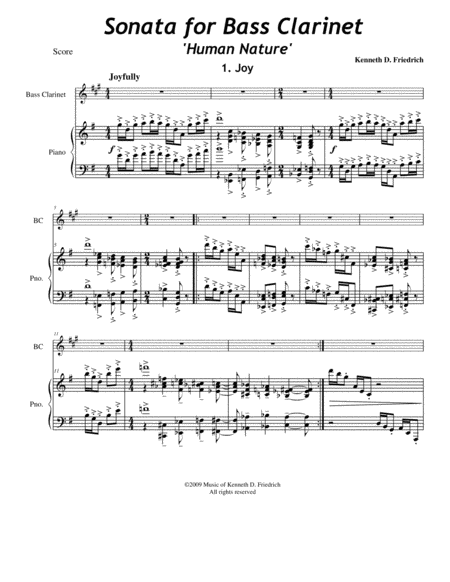 Sonata For Bass Clarinet Sheet Music