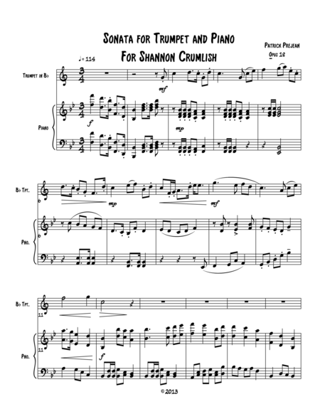 Sonata For Trumpet In B Flat And Piano Sheet Music