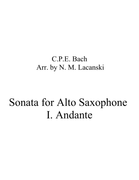 Sonata In A Minor For Alto And String Quartet I Andante Sheet Music