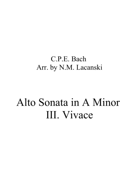 Free Sheet Music Sonata In A Minor For Alto And String Quartet Iii Vivace