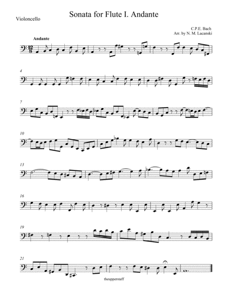 Sonata In A Minor For Flute And String Quartet I Andante Sheet Music