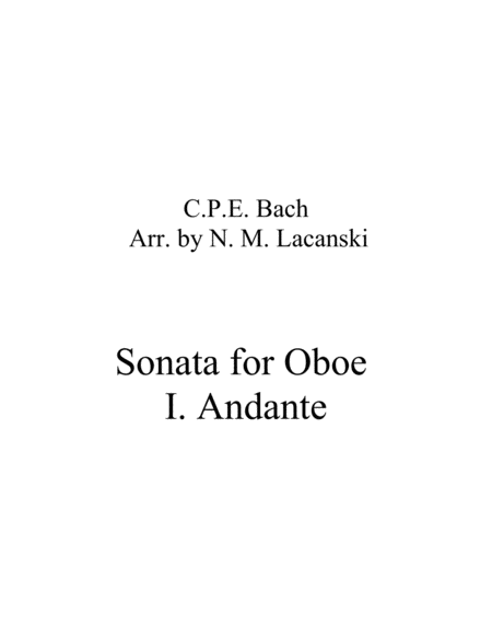 Sonata In A Minor For Oboe And String Quartet I Andante Sheet Music