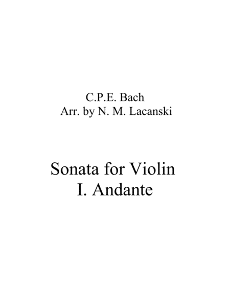 Sonata In A Minor For Violin And String Quartet I Andante Sheet Music