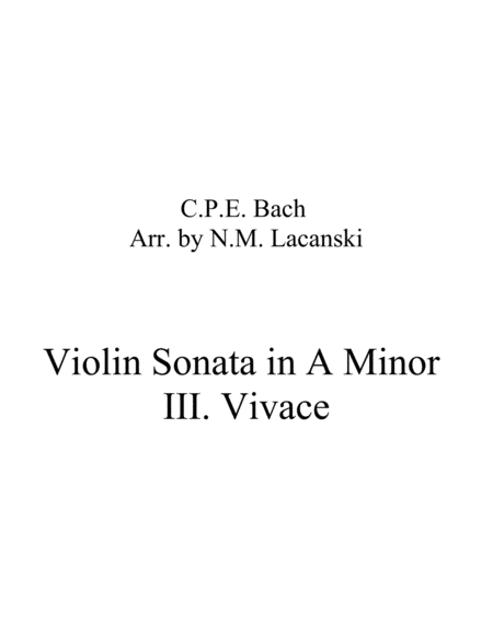 Sonata In A Minor For Violin And String Quartet Iii Vivace Sheet Music