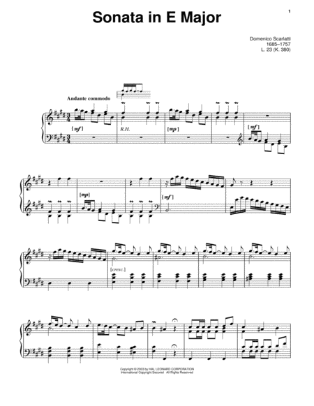 Sonata In E Major L 23 Sheet Music