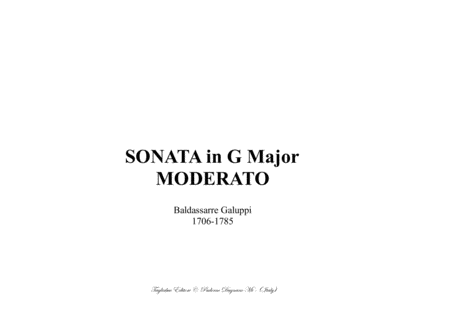 Sonata In G Major Moderato B Galuppi For Organ Sheet Music