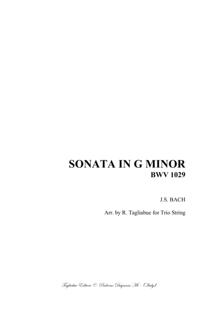 Free Sheet Music Sonata In G Minor Bwv 1029 Arr For Trio String With Parts