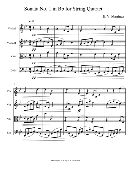 Free Sheet Music Sonata No 1 For String Quartet