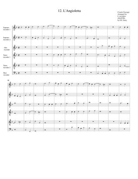 Free Sheet Music Sonata No 12 A6 28 Sonate A Quattro Sei Et Otto Con Alcuni Concerti 1608 L Angioletta Arrangement For 6 Recorders