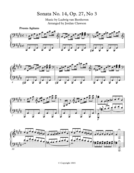 Sonata No 14 Op 27 No 3 Presto Agitato Sheet Music