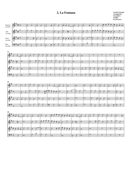 Free Sheet Music Sonata No 2 A4 28 Sonate A Quattro Sei Et Otto Con Alcuni Concerti 1608 La Fontana Arrangement For 4 Recorders