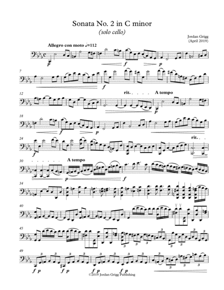 Sonata No 2 In C Minor Solo Cello Sheet Music