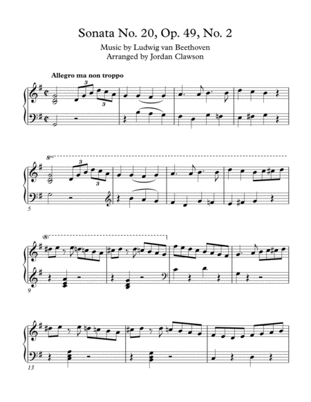 Sonata No 20 Op 49 No 2 Allegro Ma Non Troppo Sheet Music