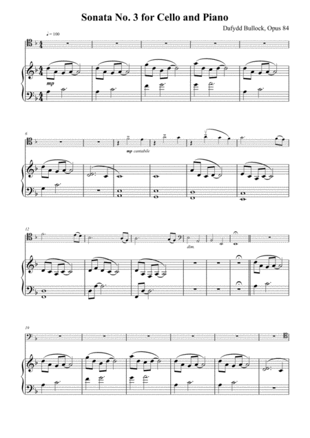 Sonata No 3 For Cello And Piano Opus 84 Sheet Music