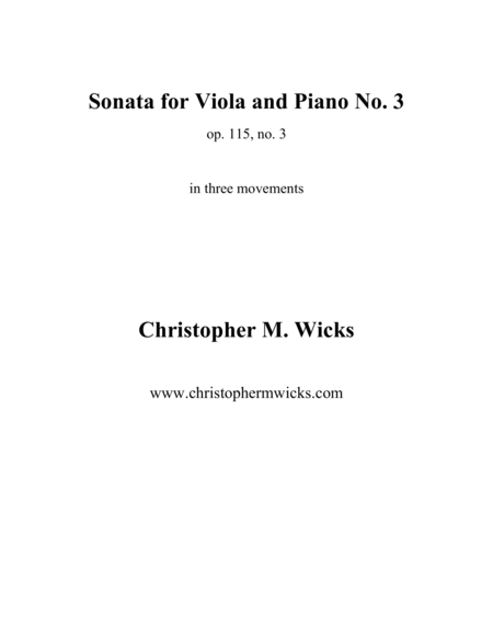 Sonata No 3 For Viola And Piano Sheet Music